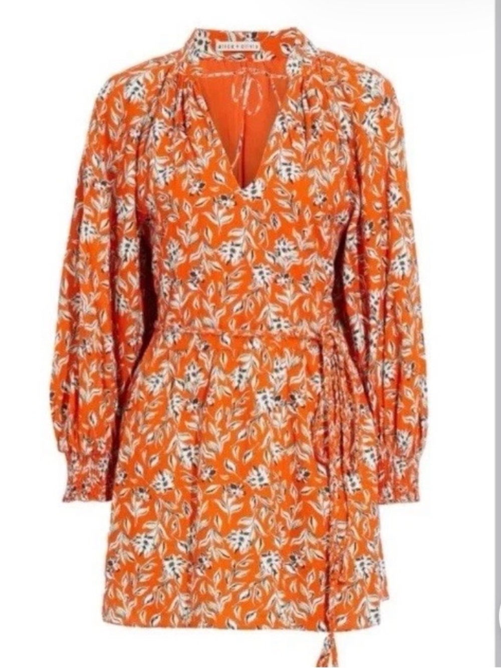 Alice + Olivia Sienna Orange Floral Wrap Mini Dress